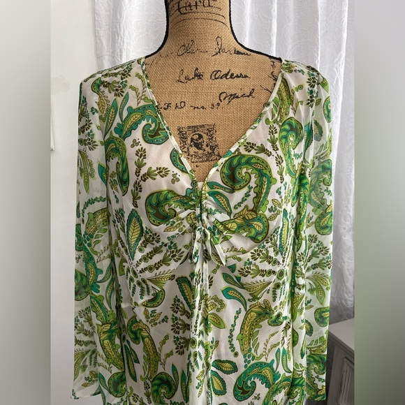 PLANET Silk Paisley Floral Tunic Top Swim Beach Cover Size 16 - Picture 2 of 13